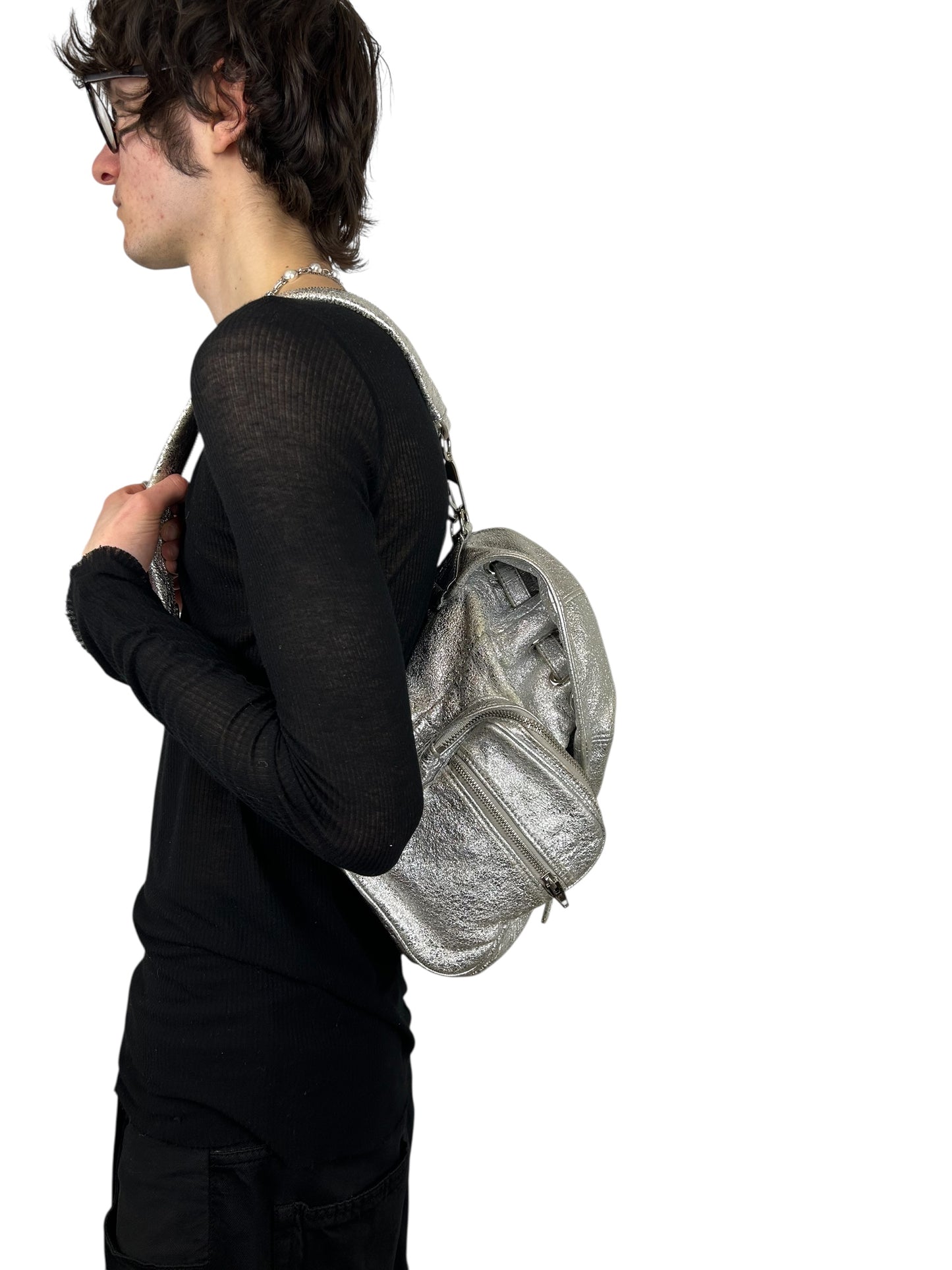Alexander Wang Marti 3 Way Metalic Silver "Tinfoil" Backpack