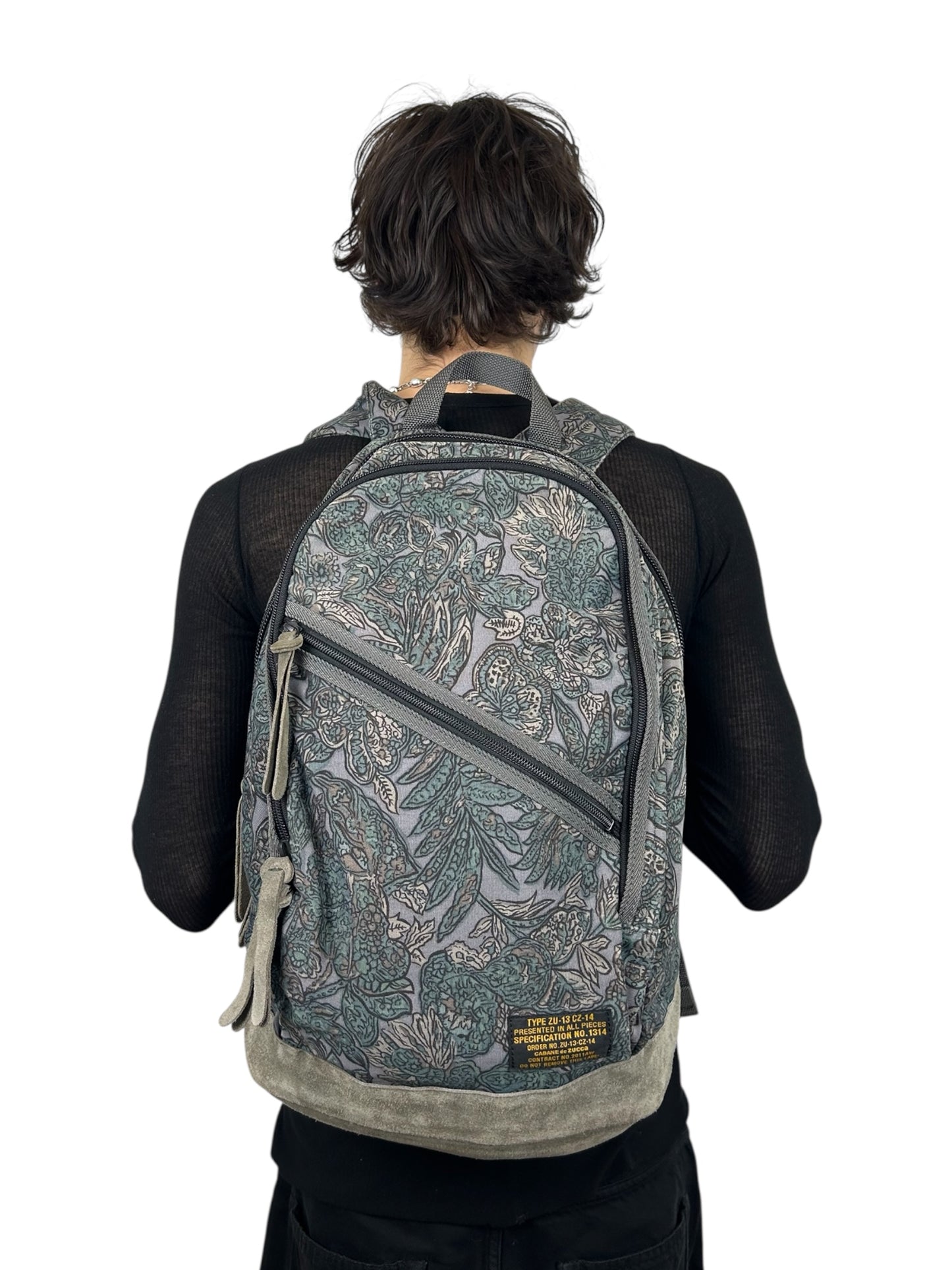2011AW CABANE de ZUCCa Botanical Print Suede Bottom Backpack