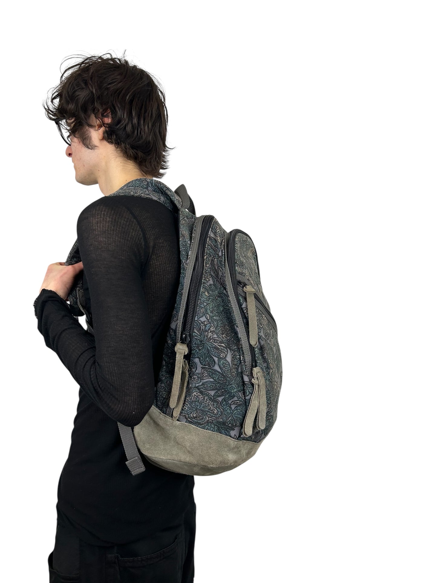 2011AW CABANE de ZUCCa Botanical Print Suede Bottom Backpack