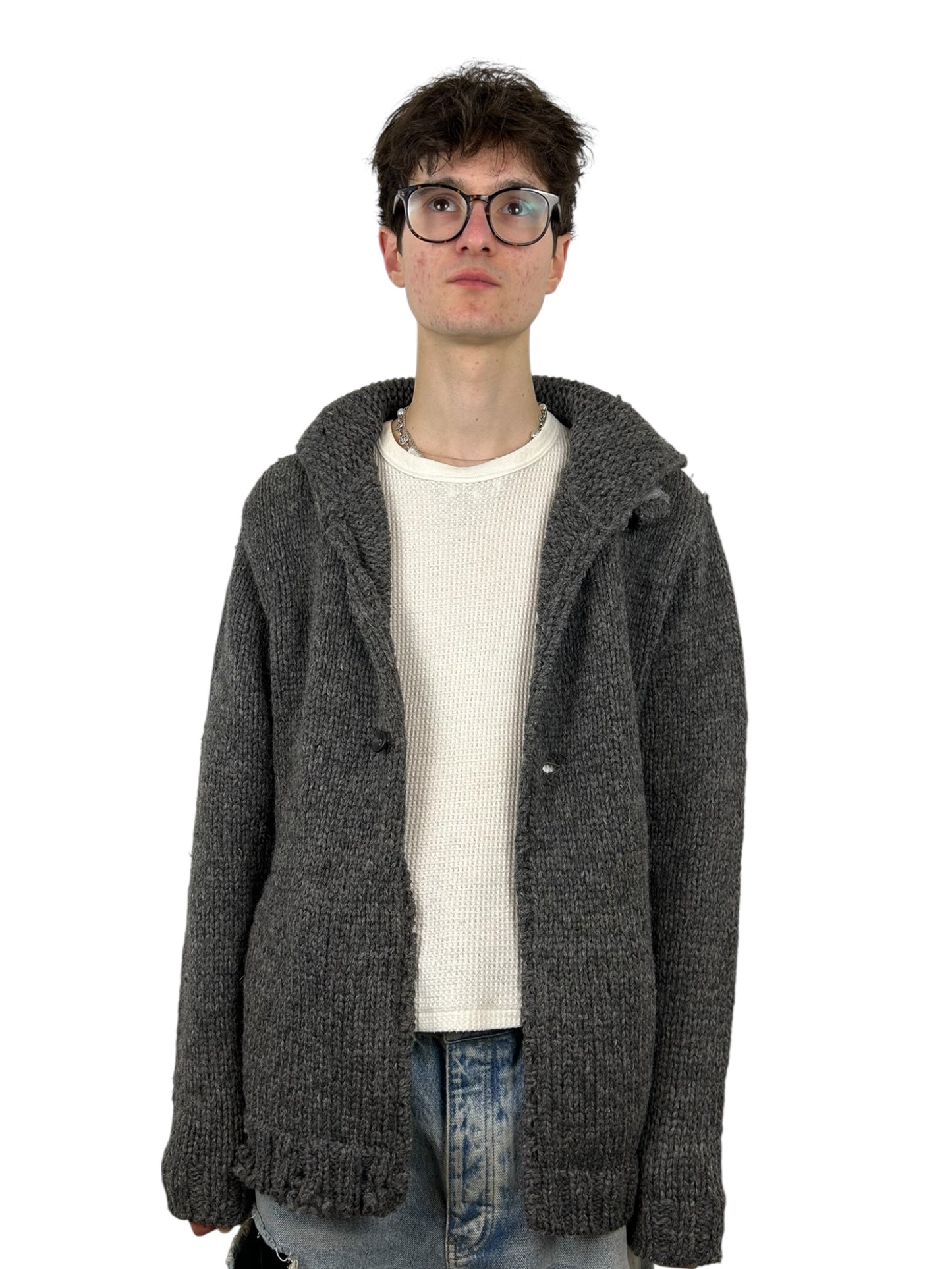 2003FW Undercover “Paperdoll” Distressed Wool Anarchy Knit Sweater (L)