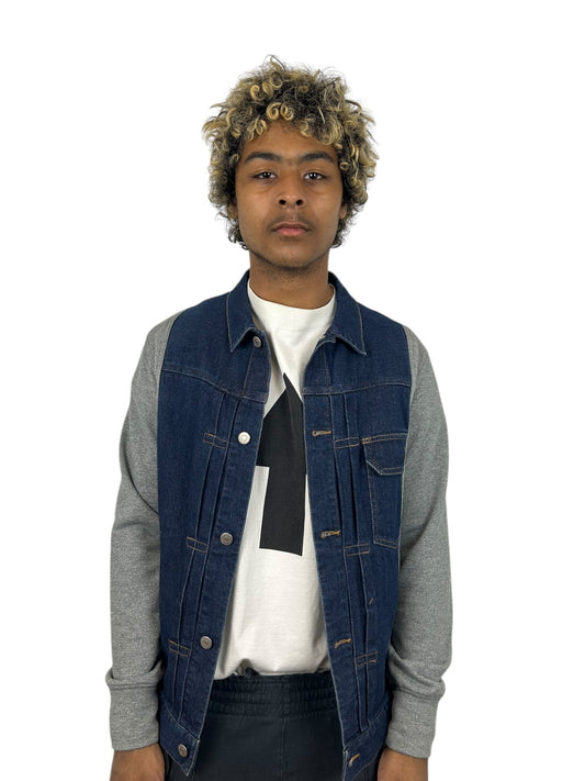 Cabane De Zucca Hybrid Jean Jacket / Sweatshirt (M)